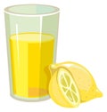 Fresh lemon juice. Cartoon glass with summer drink