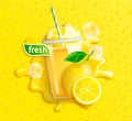 Fresh lemon juice with ice and fruits.