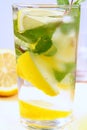 Fresh lemon lemonade with mint leaves