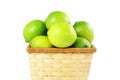 Fresh lemon lime citrus fruit in bamboo basket in white background Royalty Free Stock Photo