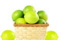 Fresh lemon lime citrus fruit in bamboo basket in white background Royalty Free Stock Photo