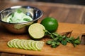 Fresh lemon and lime homemade ice cream in a white cup of milk Royalty Free Stock Photo
