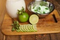 Fresh lemon and lime homemade ice cream in a white cup of milk Royalty Free Stock Photo