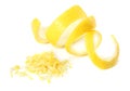 fresh lemon peel and lemon zest isolated on white background. healthy food Royalty Free Stock Photo