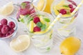 Fresh lemon and raspberry water drink Royalty Free Stock Photo