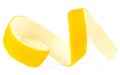 Fresh lemon skin or lemon zest isolated on white background. Citrus twist peel