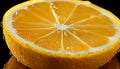 Fresh lemon slice, juicy and vibrant, refreshing summer drink generated by AI