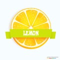 Fresh lemon slice with stripe Royalty Free Stock Photo