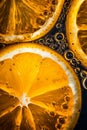 Fresh lemon slice in water with bubbles Royalty Free Stock Photo