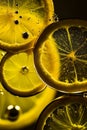 Fresh lemon slice in water with bubbles Royalty Free Stock Photo
