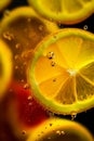 Fresh lemon slice in water with bubbles Royalty Free Stock Photo