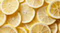 Fresh Lemon Slices Pattern Background, Close Up. Ai Generative