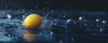 Fresh lemon splashing into water creating dynamic droplets and bubbles Royalty Free Stock Photo
