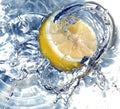 Fresh lemon in water Royalty Free Stock Photo