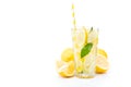 fresh lemon water bottle glass Royalty Free Stock Photo