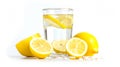 fresh lemon water in glass with lemon slices fruits isolated on white background. Generative Ai Royalty Free Stock Photo