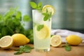 fresh lemonade in a glass with sliced lemons and mint leaves Royalty Free Stock Photo