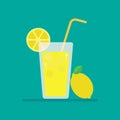 Fresh lemonade icon, lemon juice in glass with slice of lemon, vector, illustration Royalty Free Stock Photo