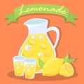 Fresh Lemonade Juice Pitcher with Green Banner