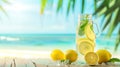 Fresh Lemonade Pitcher With Lemons on Table. Generative AI Royalty Free Stock Photo