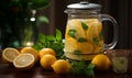 Fresh Lemonade Pitcher With Sliced Lemons Royalty Free Stock Photo