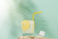 Fresh lemonade on the table, glass of water with lemon Royalty Free Stock Photo