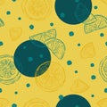 Fresh lemons background, seamless pattern hand drawn vector. Royalty Free Stock Photo