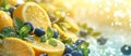 Fresh Lemons, Blueberries, and Limes Royalty Free Stock Photo