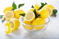 Fresh lemons in a glass bowl Royalty Free Stock Photo