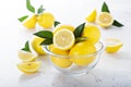 Fresh lemons in a glass bowl Royalty Free Stock Photo