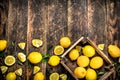 Fresh lemons in an old box. Royalty Free Stock Photo