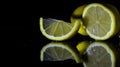 Fresh Lemon Slices on Black Background. Royalty Free Stock Photo