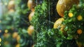 Fresh Lemons on a Tree With Digital Network Overlay Royalty Free Stock Photo