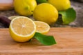 Fresh lemons on wooden.