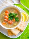 Fresh lentil stew in bowl with parsley Royalty Free Stock Photo