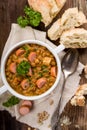 Fresh lentil stew with sausages Royalty Free Stock Photo