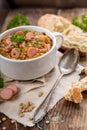 Fresh lentil stew with sausages Royalty Free Stock Photo