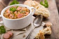 Fresh lentil stew with sausages Royalty Free Stock Photo