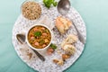 Fresh lentil stew with sausages Royalty Free Stock Photo