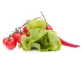 Fresh lettuce salad leaves bunch and cherry tomato Royalty Free Stock Photo