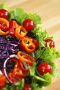 Fresh Lettuce Tomato Pepper Olive Onion Salad Royalty Free Stock Photo