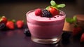 Fresh and light berry mousse in a glass cup Royalty Free Stock Photo