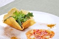 Fresh light salad in parmesan cheese basket Royalty Free Stock Photo