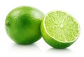 Fresh lime citrus fruit with slice Royalty Free Stock Photo