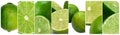 Fresh Lime Collage, Various Green Lemons Collection