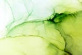 Fresh Lime ethereal painting. Vibrant Green alcohol ink abstract background. Hand painted ink texture. Modern art