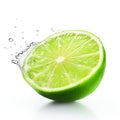 Fresh lime half with water splash Royalty Free Stock Photo