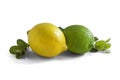 Fresh lime, lemon and mint isolated on white Royalty Free Stock Photo