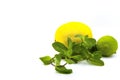 fresh lime, lemon and mint isolated on white Royalty Free Stock Photo