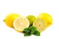 Fresh lime, lemon and mint isolated on white background Royalty Free Stock Photo